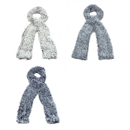 A mix of 3 cosy scarves in winter tones. A stylish accessory and great gift item.