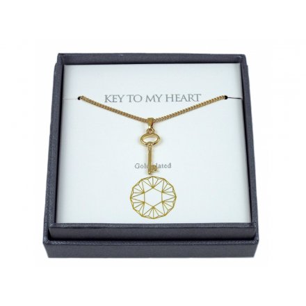 Gold Key Heart Necklace