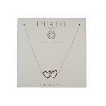 Double Heart Necklace Sterling Silver