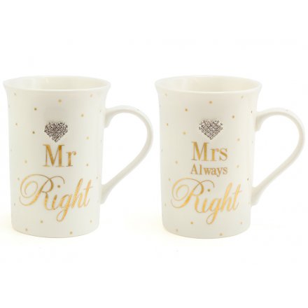 Mad Dots Mr Right Mrs Always Right Pair Mugs