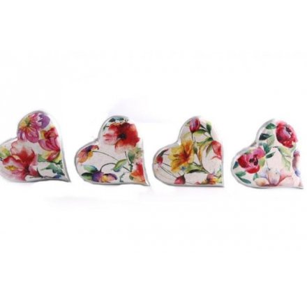 Floral Wooden Hearts