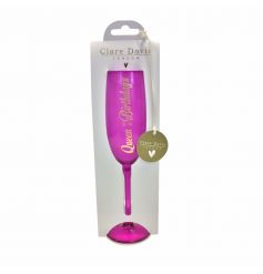 A glamorous pink champagne flute with a gold Queen of all Birthdays slogan. With beautiful packaging.