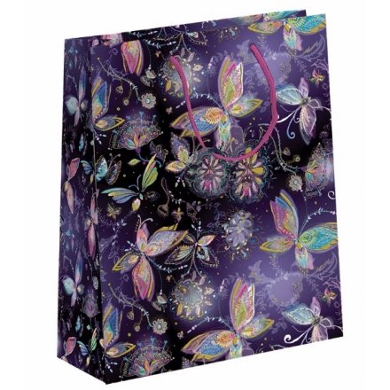 Purple Butterfly Gift Bag, Medium