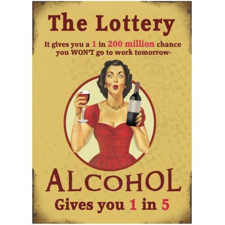 The Lottery Alcohol Mini Metal Sign