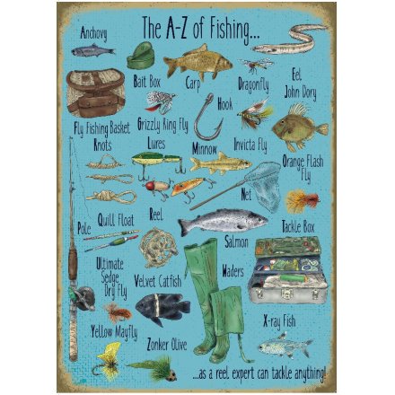 A to Z of Fishing Metal Sign