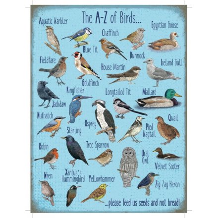 A to Z of Birds Metal Sign