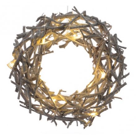LED Twig Wreath, 40cm