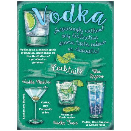Vodka Cocktails Metal Sign