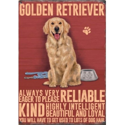 Metal Dog Sign - Golden Retriever  
