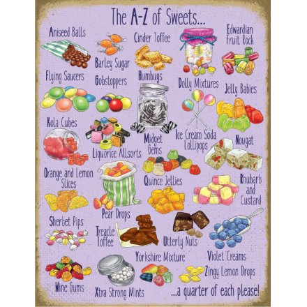 A to Z of Sweets Metal Sign