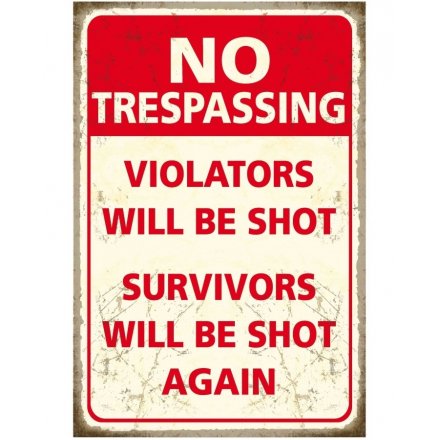 No Trespassing Metal Sign, 20cm