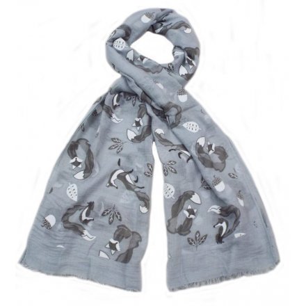 An assortment of 3 fabulous fox design scarves in grey and cream designs.