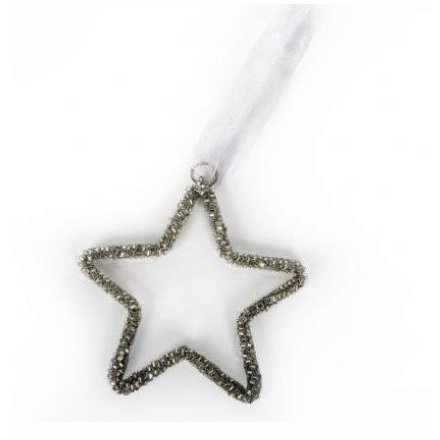 Silver Star Decoration, 10cm