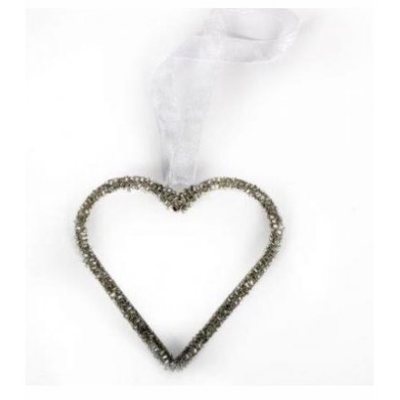 Silver Hanging Heart, 15cm