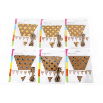 Paper Flag Stamped Bunting, 6 Assorted