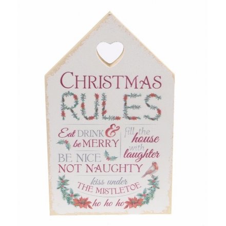 Christmas Rules House Plaque