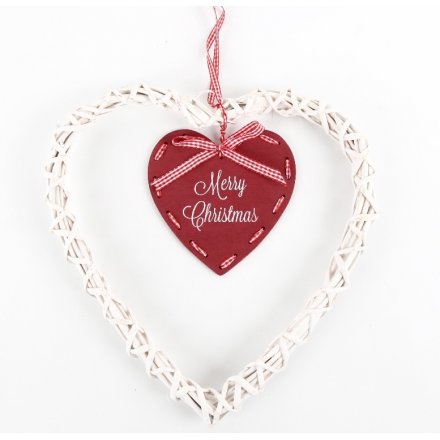 Merry Christmas Willow Heart, 30cm