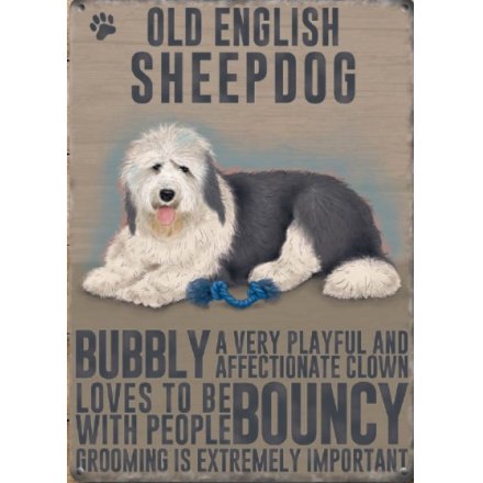 Mini Old English Sheep Dog Metal Sign