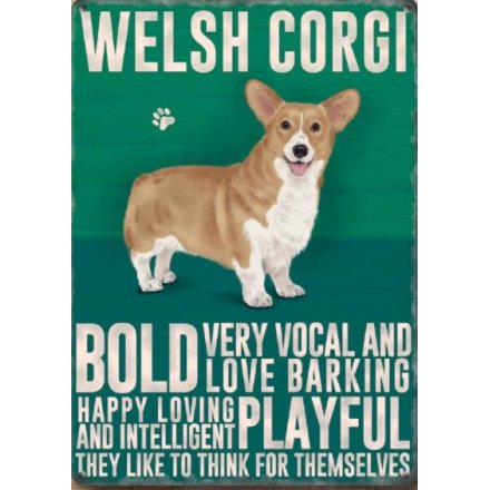 Metal Dog Sign - Welsh Corgi 
