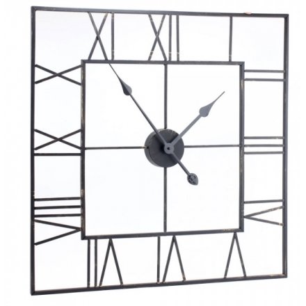 Square Skeleton Clock, 60cm