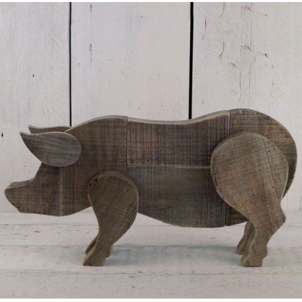 Grey Driftwood Pig 40cm