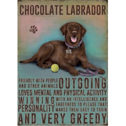 Chocolate Labrador Mini Metal Sign, 9cm