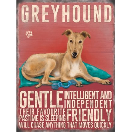 Greyhound Cream Mini Metal Sign 