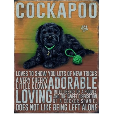 Metal Dog Sign - Black Cockapoo