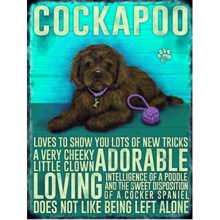 Metal Dog Sign - Brown Cockapoo