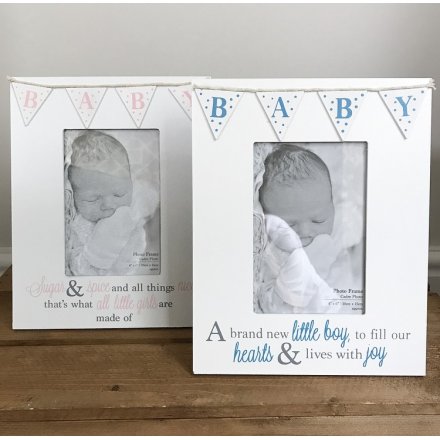 Bunting Baby Boy and Baby Girl Photo Frames Mix