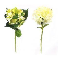 2 assorted single stem hydrangea artificial flowers.
