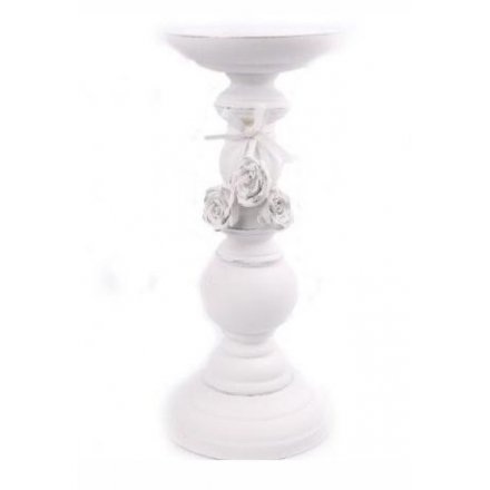 Wooden Candlestick with Roses