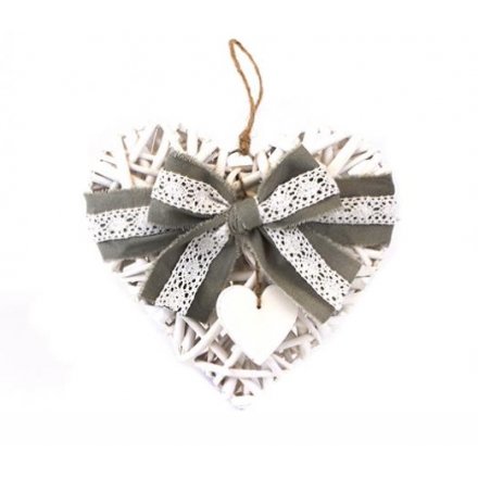 Heart With Lace Bow, 20cm