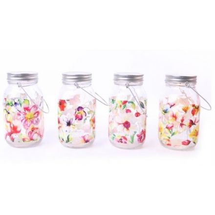 LED Watercolour Flower Glass Mason Jars Mix