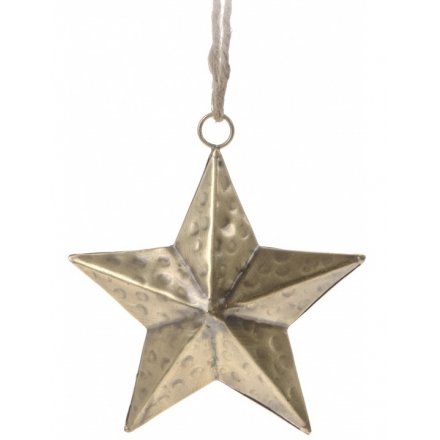 Metal Hanging Star Decoration - 10cm 