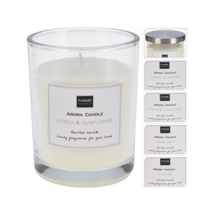 Scented Glass Candles, 4 Assorted