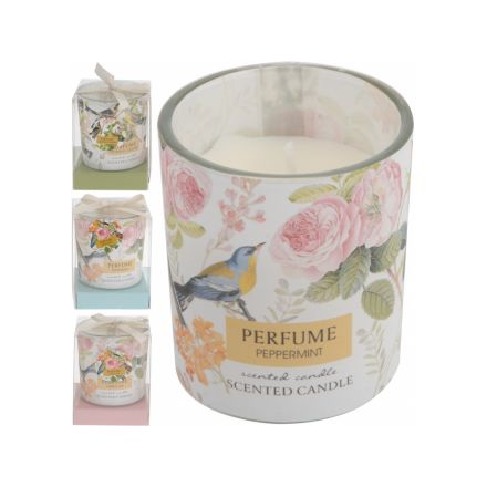 Vintage Bird Candle in Glass Pot Mix