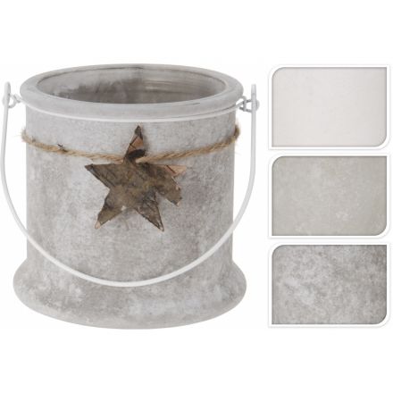 Frosted Mink Candle Pots 12cm