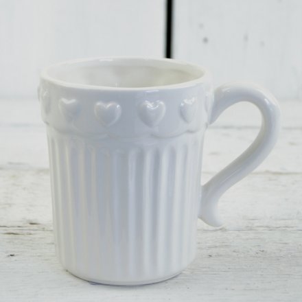 White Ceramic Heart Mug 12cm