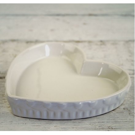 White Ceramic Heart Plate 15cm