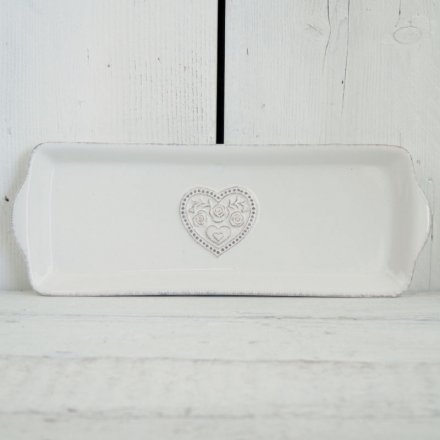 Floral Ceramic Heart Tray - 35cm 
