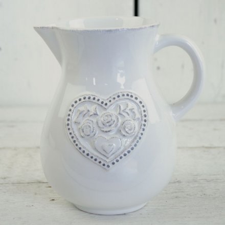 Floral Ceramic Heart Jug 16cm