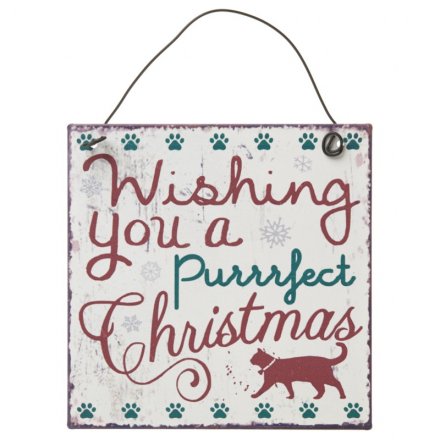 Purrrfect Christmas Plaque , 10cm