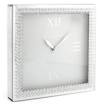 Mirror Diamante Square Clock