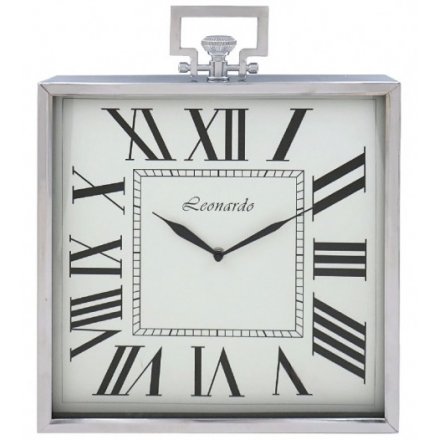 Silver Square Clock Large 35cm