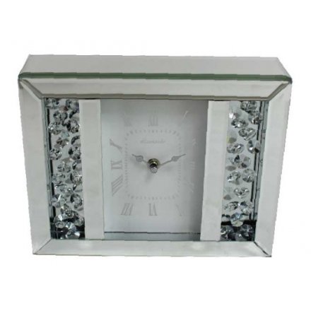 Large Silver Floating Crystal Mirror Clock 20cm