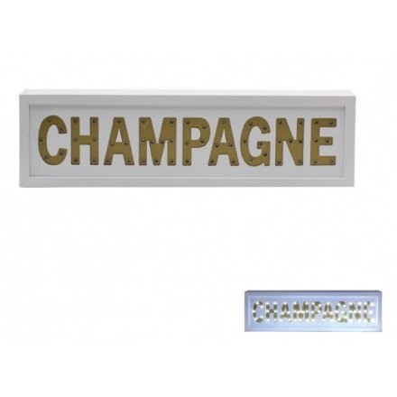 LED Champagne Wooden Sign