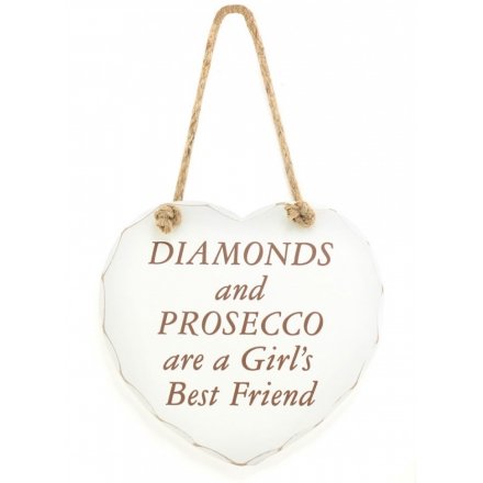 Diamonds & Prosecco Heart Plaque