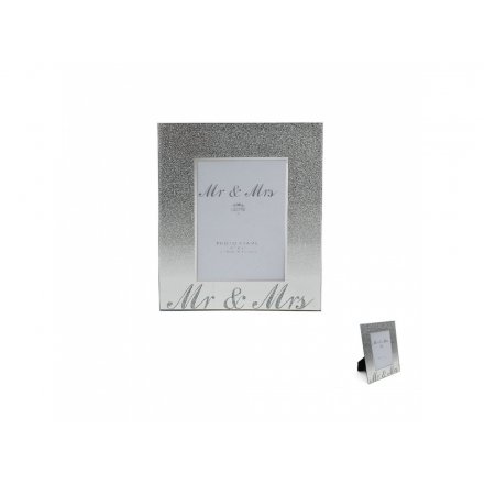 Silver Glitter Mr & Mrs Frame, 4 x 6"