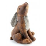 A rustic style faux leather hare doorstop with faux fur chest and ears. 